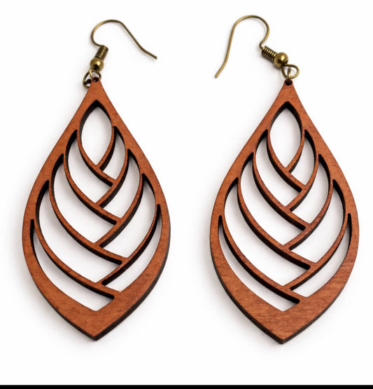 Herringbone Pattern Wood Earrings