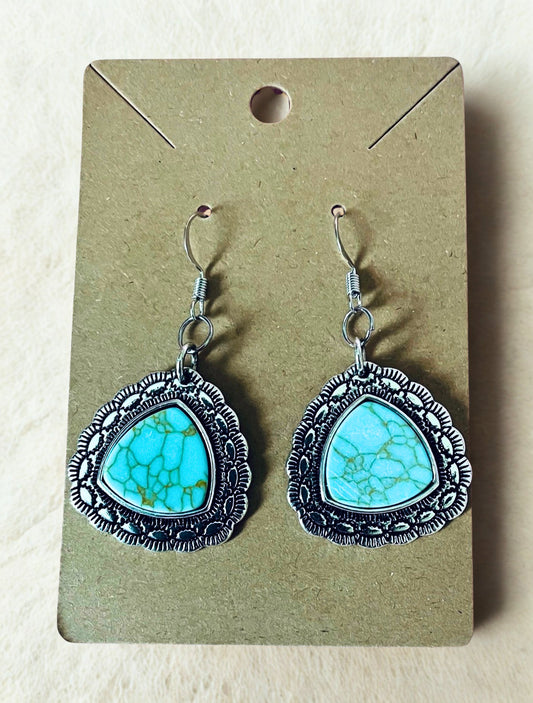 Western Turquoise Triangle Earrings